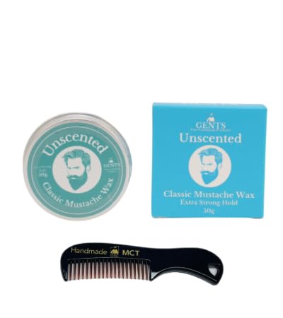 G.B.S Strong Hold Unscented Mustache Wax, Easy Application, Restyleable, long lasting hold with Styling Comb (1.7 oz) (Pack of 1, Unscented)