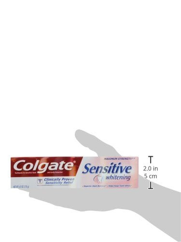 Colgate Sensitive Maximum Strength Sensitive Toothpaste,Plus Whitening and Fresh Stripe,6 oz,(Pack of 2)