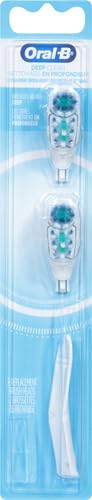 Oral-B Deep Clean Battery Powered Toothbrush Replacement Brush Heads Refill, Soft, 2 Count (Pack of 2)