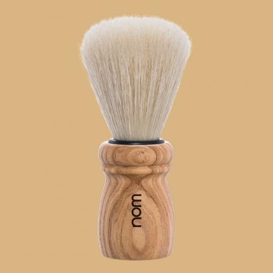NOM Alfred Shaving Brush | Natural Bristle Shave Brush for Shaving soaps and creams | Exfoliating Shaving Brush | Pure Ash handle