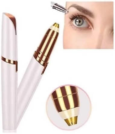 Eyebrow Trimmer for Women - Electric Eye Brow Razor Painless & Easy Clean for Eyebrows Face Nose Ear Hair Chin Lips Peach Fuzz Bikini Lines & Other Detailing - Battery Operated (White)
