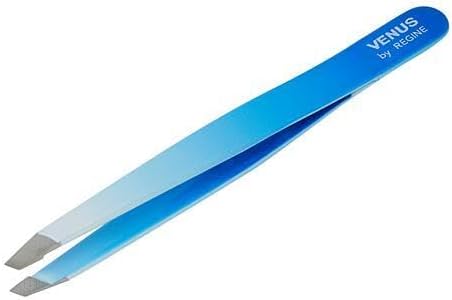 Venus by Regine Slant Tweezers - Handmade Precision Tool for Women & Men, 25-Degree Angle for Shaping Eyebrows & Grooming Facial Contours, Suitable for Eyebrow & Facial Hair Removal (Blue Ombre)