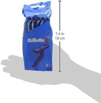 Gillette 2 Men's Disposable Razor, 5 Units - Pack of 2