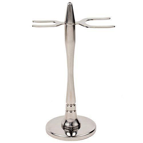 Taconic Rocket‑Style Stainless Steel Safety Razor & Shaving Brush Stand – Weighted Metal Stand for Wet Shaving Tools with 20–22 mm Knot Fit