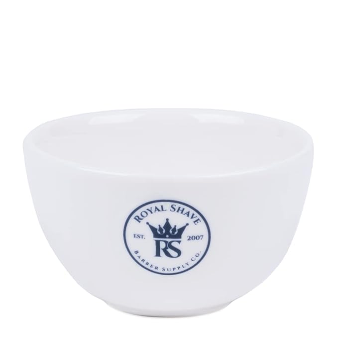 ROYAL SHAVE Ceramic Textured Shaving Bowl – Shave Soap & Shaving Cream Dish, Textured for Rich Lather (White)