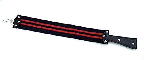G.B.S Stylish Leather Strop for Straight Razor Sharpening & Smooth Cowhide & Dual Strop with Swivel Pivot Rings, Woven Strop Sharpening Strap Professional (Black with Red Strips)