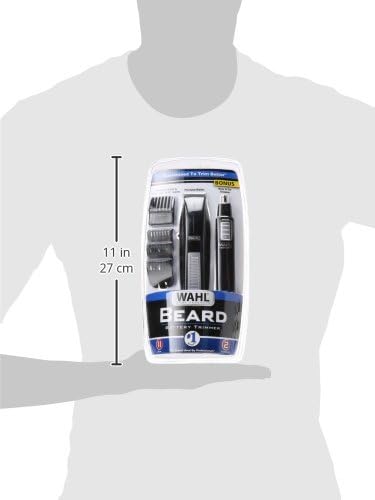 Wahl 5537-1801 Cordless Battery Operated Beard Trimmer with Bonus Ear, Nose and Brow Trimmer