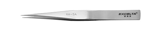 Excelta AA-SA Tweezer, Straight Strong, 5" Overall Length, Stainless/Anti-Magnetic
