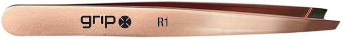 Grip Tweezer Slanted Tip Rose Gold R1 – Precision Stainless Steel Tweezers for Eyebrow Shaping & Facial Hair Removal – Salon-Quality Rose Gold Finish with Slanted Tip