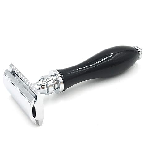 Parker 111B Ebony Handle Three‑Piece Double‑Edge Safety Razor – Elegant Weighted Scratch‑Resistant Shaving Razor with Premium Blades