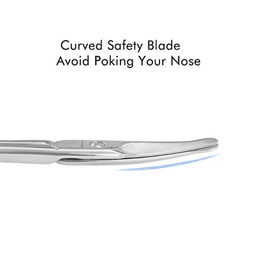 LIVINGO 3.75" Rounded Curved Nose Hair Scissors, Premium Stainless Steel Safety Small Blades Use for Manicure Cuticle Trimming Facial Hair, Eyebrow, Dry Skin (Pack of 2)