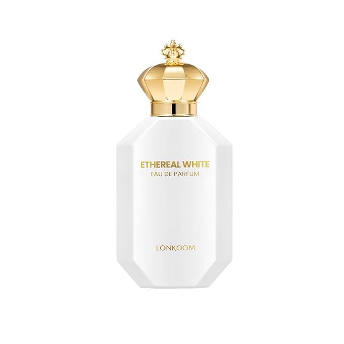 Lonkoom Ethereal White Perfume for Women, 3.4 Fl Oz/100ml Eau de Parfum Spray Long-Lasting Fragrance, Floral Fruity Gourmand Notes of Black Currant Pear Lris Jasmine Orange Blossom Praline, Vanilla