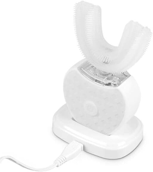 Aimery Automatic Toothbrush U Shaped Toothbrush for Adults 360° - Ultrasonic U-Automatic Toothbrushes for Teeth Whitening - Wireless Charging & LED Light - Waterproof IPX7 Certified