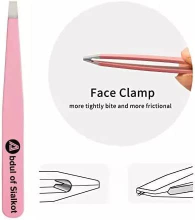 Eyebrow Tweezer Set for Women & Men - Professional Slant and Pointed Tweezer Set with Case - Precision Tweezer Kit for Facial Hair,Splinter and Ingrown Hair Removal (Pink 4 Piece)