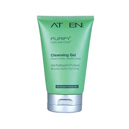 ATZEN Purify Cleansing Gel | Acne Face Cleanser | Foaming Face Wash For Senstive Skin & ACne Breakouts | Organic Face Wash | Natural Plant Based Foaming Gel | Vitamin B5 | Paraben Free, Cruelty Free, & Non GMO (3 oz)