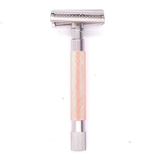 Parker Semi-Slant Safety Razor – Rose Gold Finish | Elegant DE Razor for Women & Men with Sensitive Skin | Slanted Head + 5 Parker Blades for Smooth Results | Iconic Brand