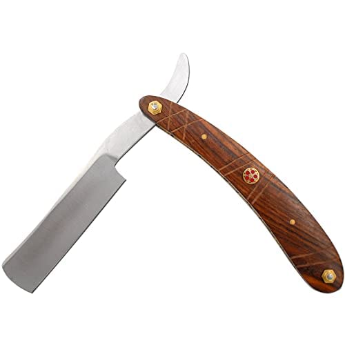 Straight Razor | Straight Edge-Razor Red Wood & Bone Handle- Sharp | High Hardness Stainless Steel Cutthroat Straight Edge Blade | Barber Razor (221)