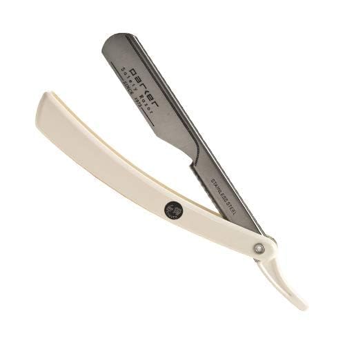 Parker PTW Professional Straight Razor with Replaceable Blades – All‑Stainless‑Steel Push‑Type Design + 5 Parker Platinum Half Blades – Barber‑Grade Razor for Precision Detailing