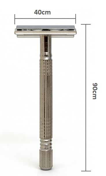 Reusable Double-Edge Safety Razor for Men - Vintage Chrome Short Handle, 8 Stainless Steel Sharp Blades, Smooth Shaving Tool with Mirror Travel Storage Case