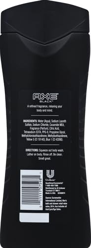 AXE Body Wash 12h Refreshing Scent Cleanser Black Frozen Pear and Cedarwood Men's Body Wash with 100 percent Plant-Based Moisturizers 16 oz (Pack of 2)