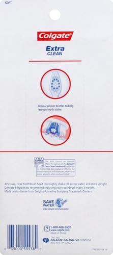 Colgate Extra Clean Toothbrush, Soft Toothbrush for Adults, 6 Count (Pack of 1)