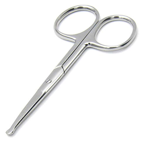 Rounded Stainless Steel Small Facial Hair Scissors – Rounded Tip Scissors for Nose Hair, Mustache, Beard, Eyebrows, Eyelashes, and Baby Nails.