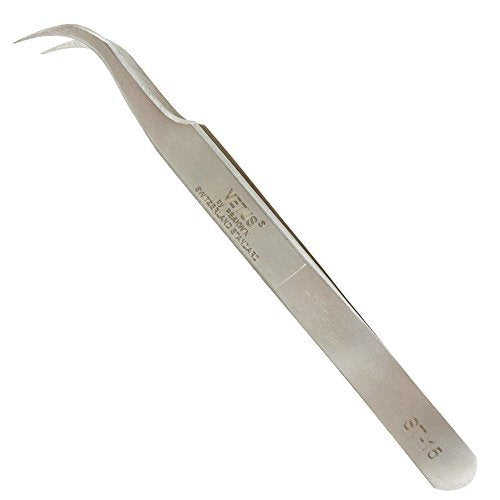 LASHVIEW Lash Tweezer, Vetus Curved Eyelash Tweezers for Profissional Grafting Eyelash Extension, Stainless Steel Needle Nose Tweezers for Lash Extension Stickers Precision Electronics, ST15