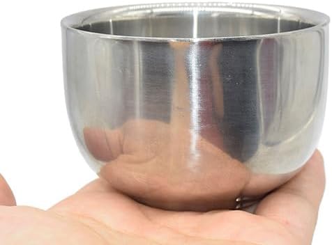lasenersm 1 Piece Stainless Steel Shaving Soap Bowl Shaving Soap Mug Bowl Shaving Bowl Shaving Foam Bowl Shaving Cream Bowl For Men, 2.87 x 1.97 Inches, Silver