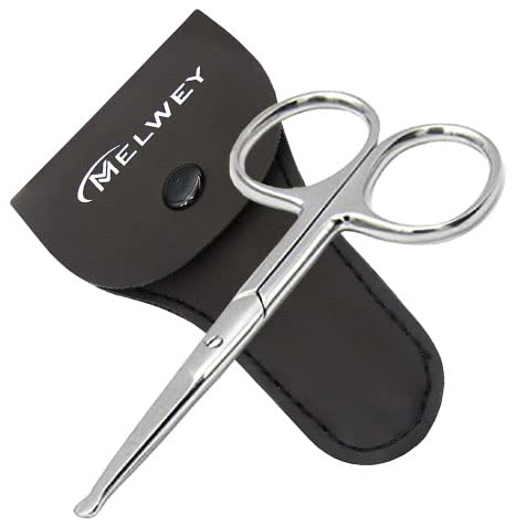 Rounded Stainless Steel Small Facial Hair Scissors – Rounded Tip Scissors for Nose Hair, Mustache, Beard, Eyebrows, Eyelashes, and Baby Nails.