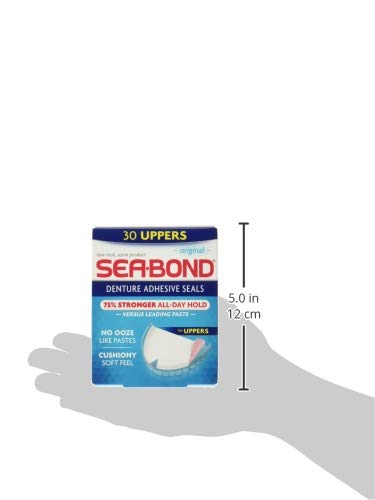 Sea Bond Secure Denture Adhesive Seals, Original Uppers, Zinc-Free, All-Day-Hold, Mess-Free, 30 Count (Pack of 2)