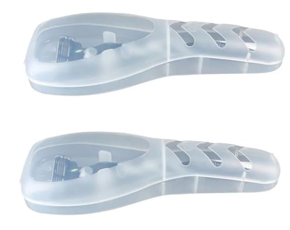 2Pcs Transparent Portable Travel Men Manual Razor Protector Plastic Box Cover Container Storage Shaver Holder Protector Case Organizer,Electric Shavers, Men's Electric Shaver Accessories