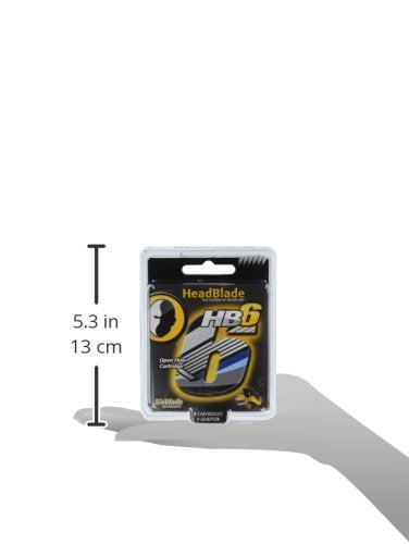 HeadBlade HB6 Refill Blades - 6 Stainless Steel Blades for No Tugging or Pulling, Shave Less, Works for Face, Body, and Scalp