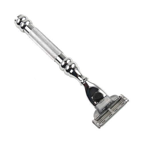 Parker 43M All-Metal Razor,Gillette® Mach 3 Compatible Razorr – Accepts All Gillette® Mach 3 Trriple Blade Cartridge Refills – Deluxe Brass-Frame, 1 Refill Cartridge Included (CHROME)