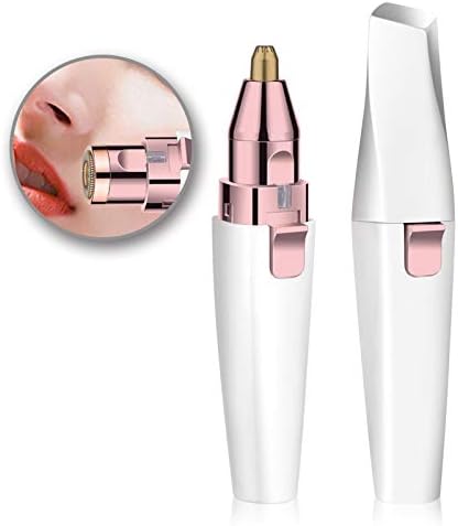 Facial Hair Remover for Women: 2 in 1 Rechargeable Nose Hair & Eyebrow Trimmer, Face Shaver with Built-in LED Light for Removing Chin, and Cheek Trimming - with Built-in LED Light