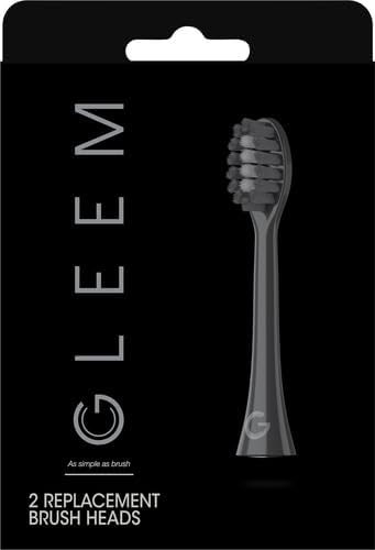 GLEEM Toothbrush Replacement Brush Heads Refill,Black,2 Count (Pack of 2)