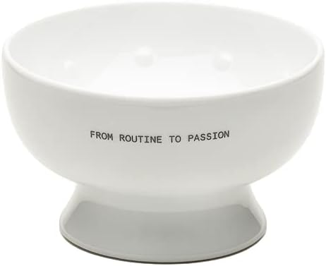 Porcelain Shaving Soap Bowl, Interior Dimples for Easy Leather, 100% Made in Portugal, Ergonomic (White)