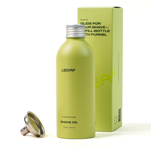 Leaf Shave | Leaf Pre- & Post-Shave Oil Refill with Funnel - Plant-Based Skin Conditioning Oil for Women & Men - Smooth Shave, Added Moisture, & Reduced Irritation - 5.9 fl oz