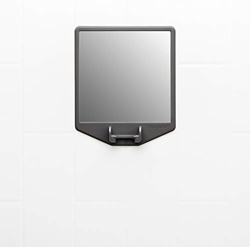 TOOLETRIES The Joseph Shower Mirror for Shaving - Silicone Razor Holder for Shower, Stlyish Bathroom Shower Accessory - Features Silicone-Grip, Removable & Reusable - Charcoal