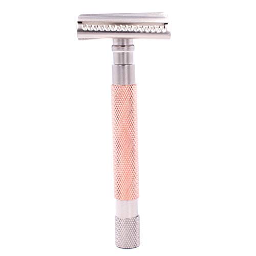 Parker Semi-Slant Safety Razor – Rose Gold Finish | Elegant DE Razor for Women & Men with Sensitive Skin | Slanted Head + 5 Parker Blades for Smooth Results | Iconic Brand