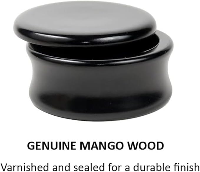 Parker Genuine Mango Wood Hand Carved Shave Soap Bowl - Black Lacquer