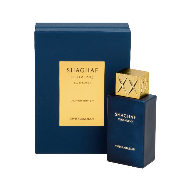 Swiss Arabian Shaghaf Oud Azraq, Limited Edition - Luxury Products From Dubai - Long Lasting and Addictive EDP Spray Fragrance - Seductive, Signature Aroma - Luxurious Scent of Arabia - 2.5 oz