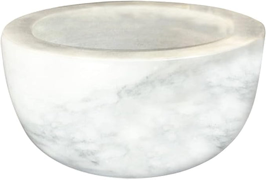 Marble Shaving Bowl，Handcrafted White Marble Later，Shaving Soap & Cream Bowl for Men，Lather Mug with Interior Grooves Builds a Rich.