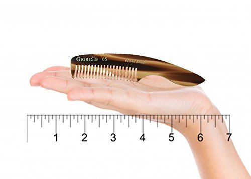 Giorgio G85 travel comb for Mustache and Beard for Men - Small Fine Tooth Pocket Comb for Everyday Hair Care - Sawcut and Hand Polished Pocket and Styling Comb - Tortoiseshell Combs (4.75")