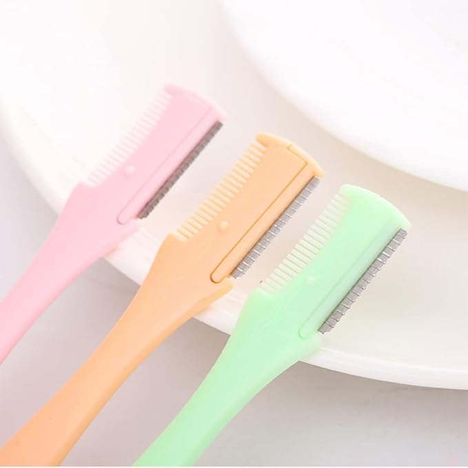 FOMIYES Essential Eyebrow Trimmer with Shaving Mirror Brow Razor Kit for Beauty Grooming Ages Random Color