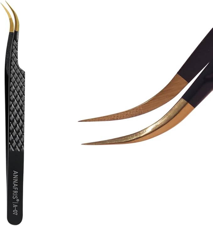 Lash Tweezers for Eyelash Extensions,Precision Fiber Tip for Volume Eyelash Extensions,Lash Extension Tweezers for Easy Application and Removal-A07
