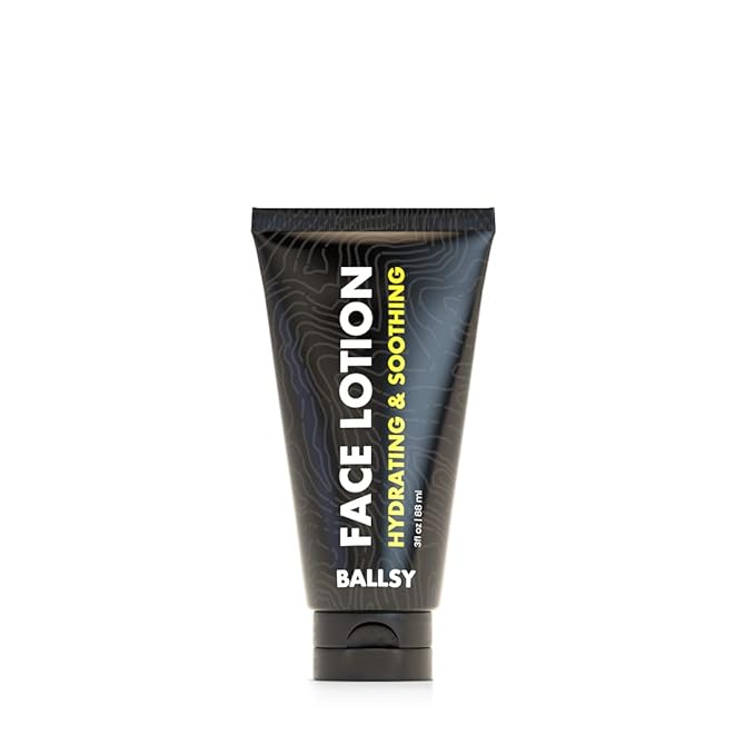 Ballsy Mens Face Lotion w/Vegetable Collagen, Caffeine, Coconut Oil, & More - Hydrating Lotion to Reduce Dryness, Aging Signs, Wrinkles –Cruelty Free, Paraben Free Men Face Moisturizer (3 Fl oz)