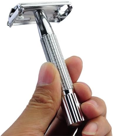 Nanjie NJ-997III Traditional Style Double Edge Blade Hair Shaving Remover Cleaner for Man-Silvery