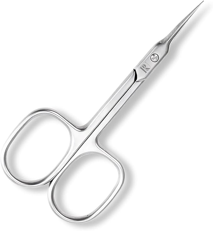 Cuticle Scissors Extra Fine Curved Blade Manicure Scissors for Professional Cuticle Small Scissors for Stainless Steel Sharp Pointed tip Trimming for Eyebrow Eyelash and Dry Skin Grooming scissors.