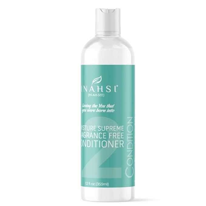 Inahsi Moisture Supreme Fragrance Free Conditioner | For Men, Women, or Kids With Curly Hair | Products for Naturally Curly Hair 12 oz | Made in the USA