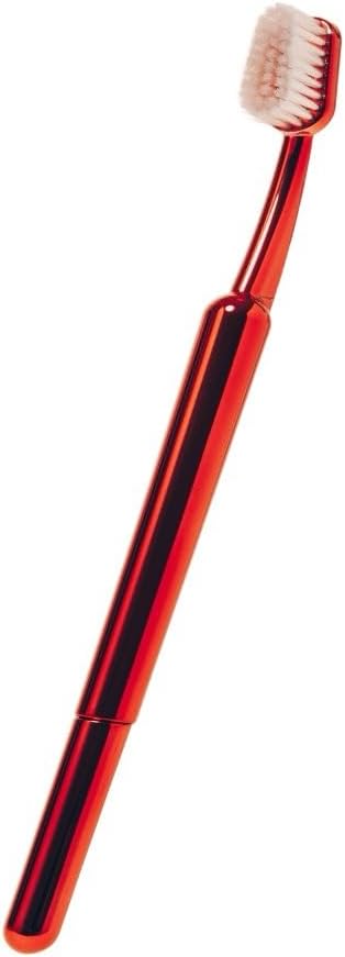 TRASK The Better Brush - Luxury Soft Bristle Dentist Designed Manual Toothbrush for Adults, Ruby Red